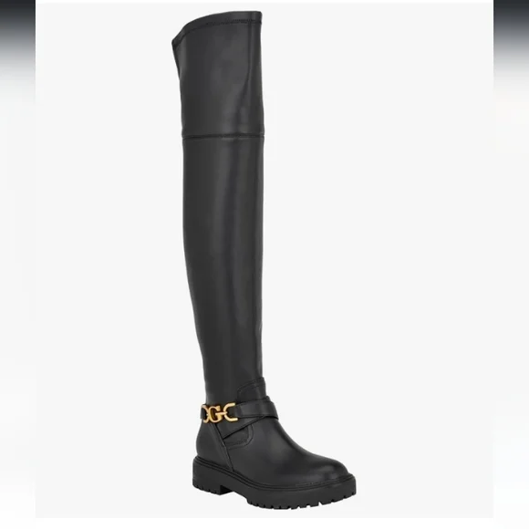 New w/Box Guess Jellio Vegan Leather 1/4 Zip Lug Sole Over The Knee Boots Size 7 - Picture 4 of 7
